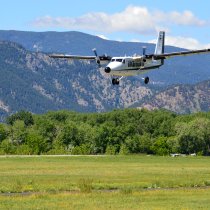 Photo of plane landing at Boulder airport