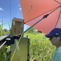 Maria Beltrocco troubleshoots comms at Lajas Experimental Station (LAJA) in Puerto Rico. 