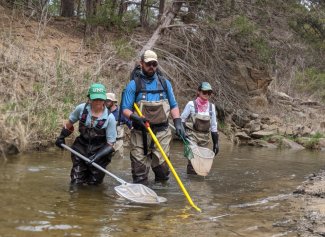 Fish sampling in the Blue River (BLUE) field site. Photo credit Gary Henson.