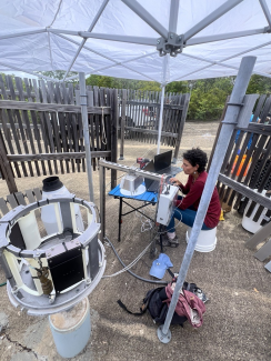 Staff calibrating an instrument